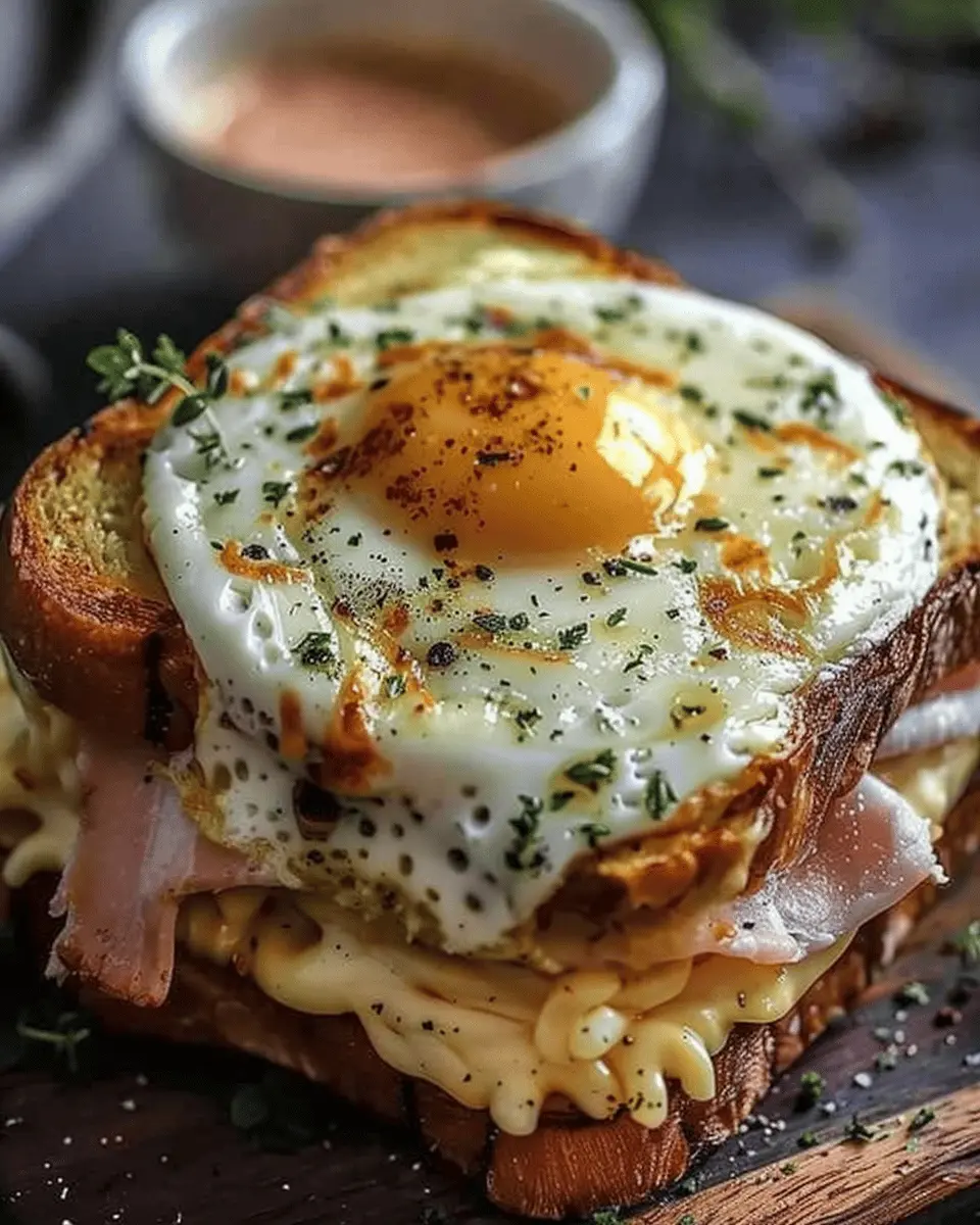 Croque Madame: Indulgent Twist with Turkey Bacon and Chicken Ham