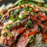 Korean BBQ Steak Rice Bowls with Spicy Cream Sauce