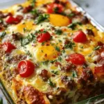 Savory Baked Breakfast Casserole with Cheesy Toppings