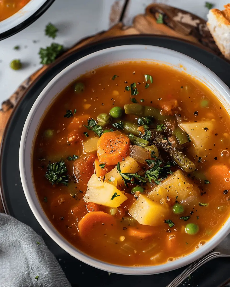 Vegetable Soup Delight: Easy Comfort Recipe with Turkey Bacon