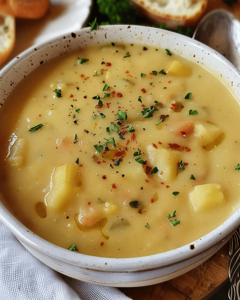 German Potato Soup: Cozy Recipe with Turkey Bacon and Chicken Ham