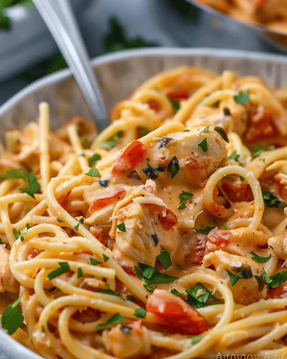 Easy CrockPot Chicken Spaghetti Recipe with Turkey Bacon Delight