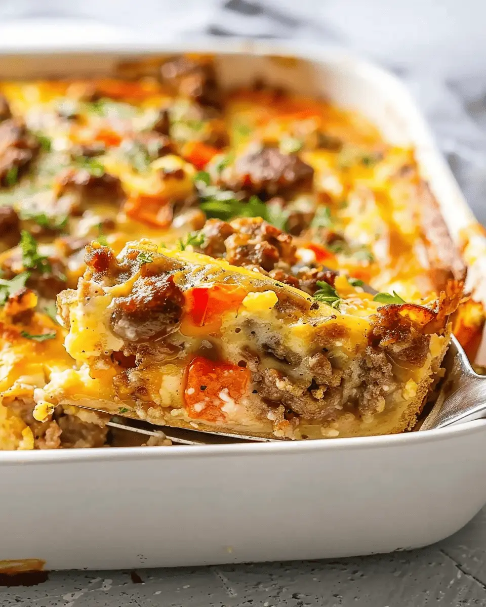 Sausage Breakfast Casserole: Easy Recipe with Turkey Bacon & Chicken Ham
