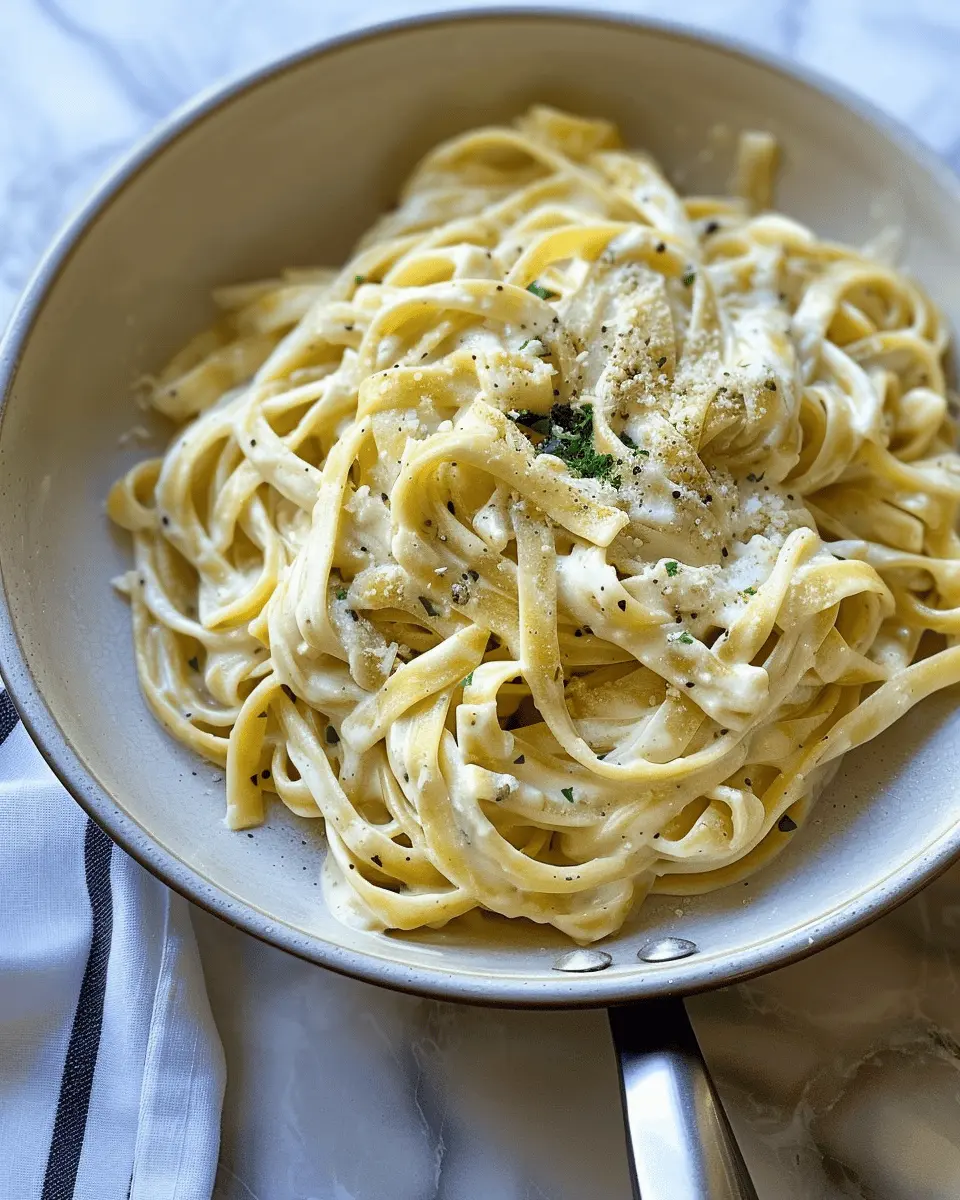 Easy Creamy Fettuccine Alfredo with Turkey Bacon and Chicken Ham