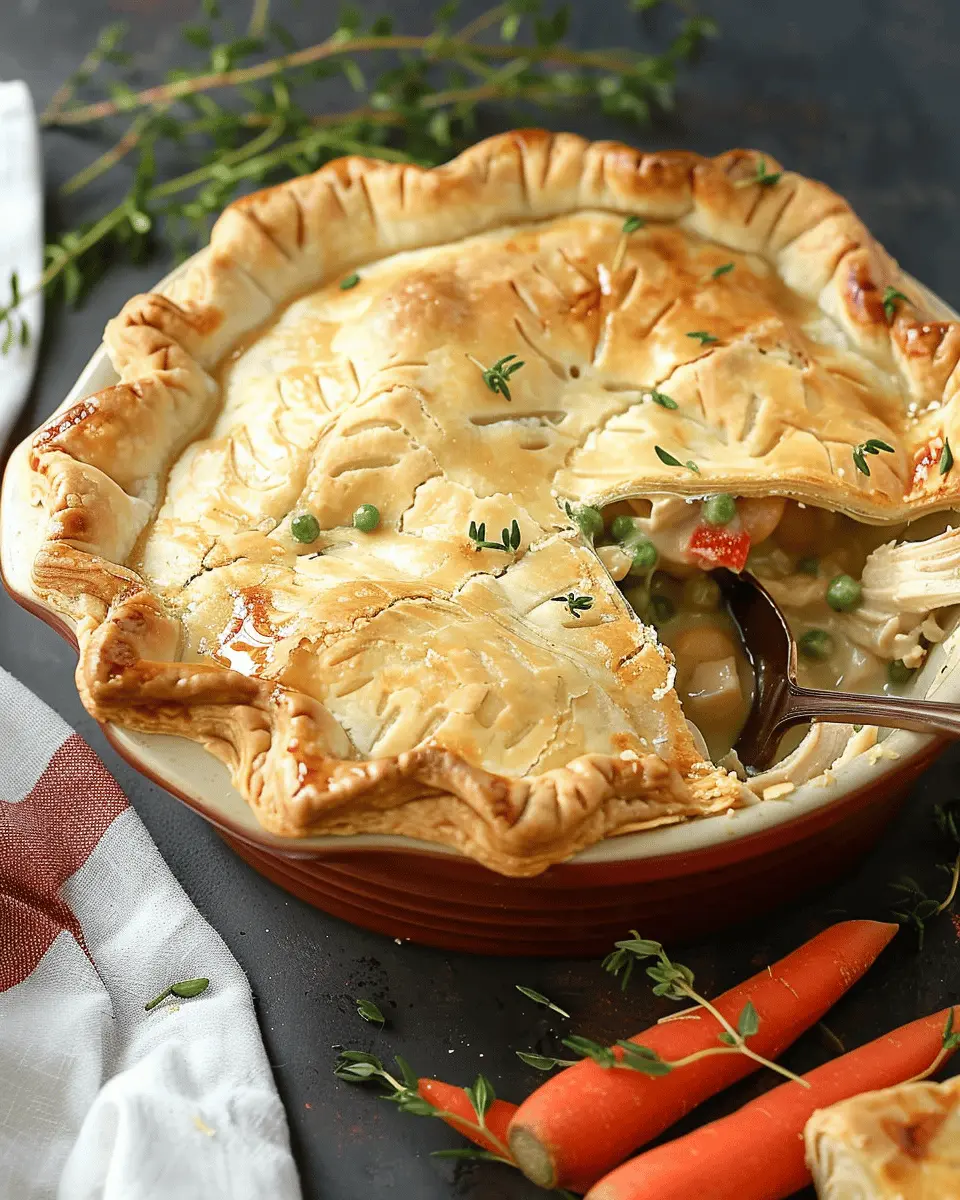 Creamy Chicken Pot Pie with Turkey Bacon and Fresh Veggies
