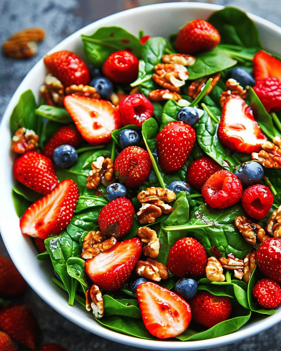 15-Minute Strawberry Spinach Salad with Turkey Bacon Delight