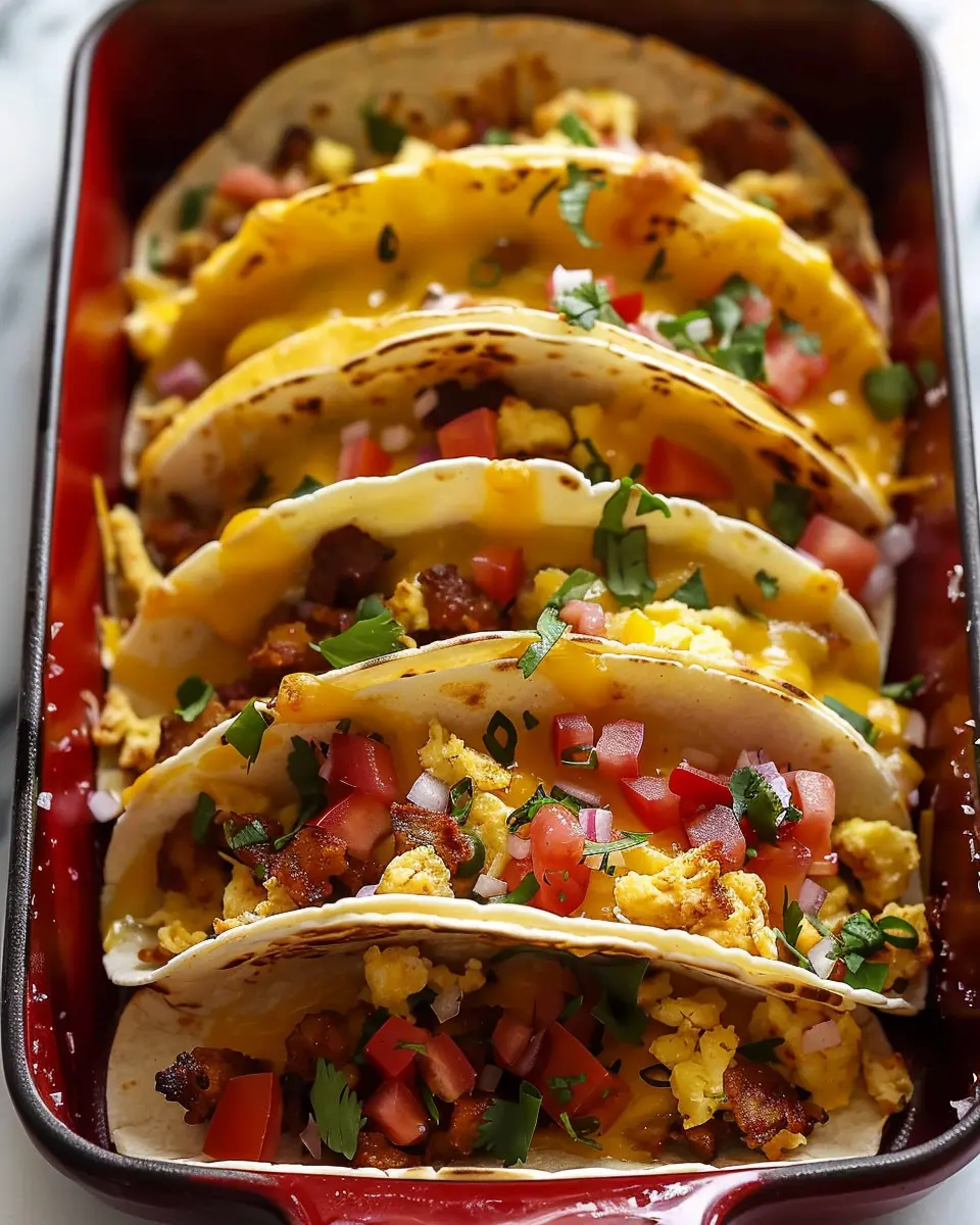 Tasty Baked Breakfast Tacos with Turkey Bacon and Chicken Ham