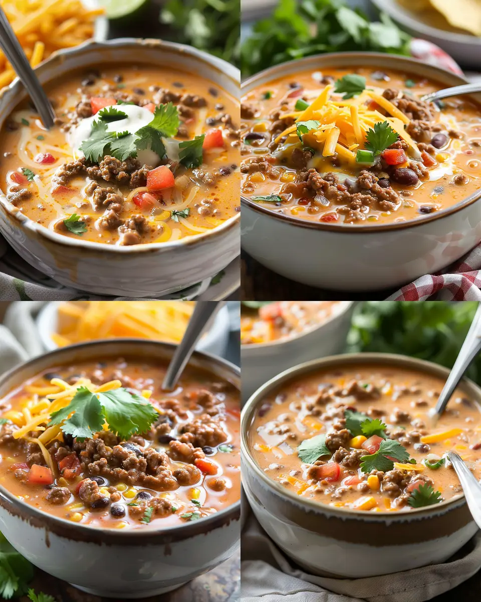Creamy Cheesy Ground Beef Taco Soup Recipe for Cozy Nights