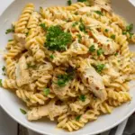 Crockpot Garlic Parmesan Chicken Pasta