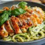 Pesto Pasta with Crispy Parmesan Chicken