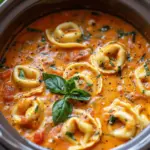 Crockpot Creamy Tomato Tortellini Soup