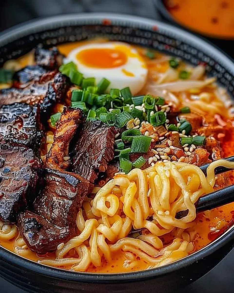 Spicy Korean Ramen: Indulgent Grilled Beef &amp; Creamy Sauce Recipe
