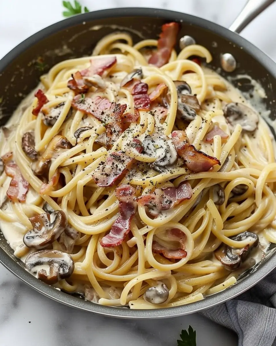 Creamy Turkey Bacon and Mushroom Pasta: A Cozy Indulgence