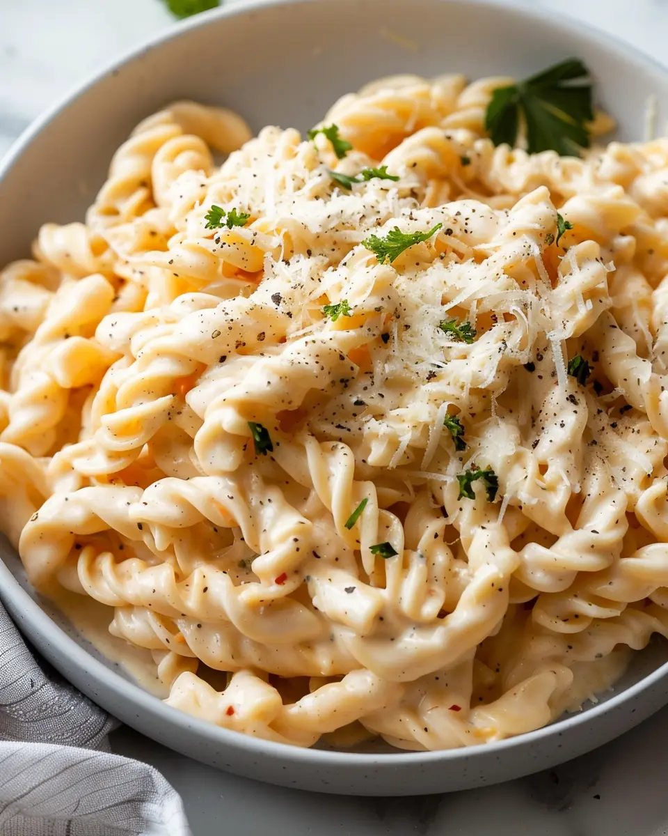 High Protein Creamy Cottage Cheese Pasta with Turkey Bacon Twist