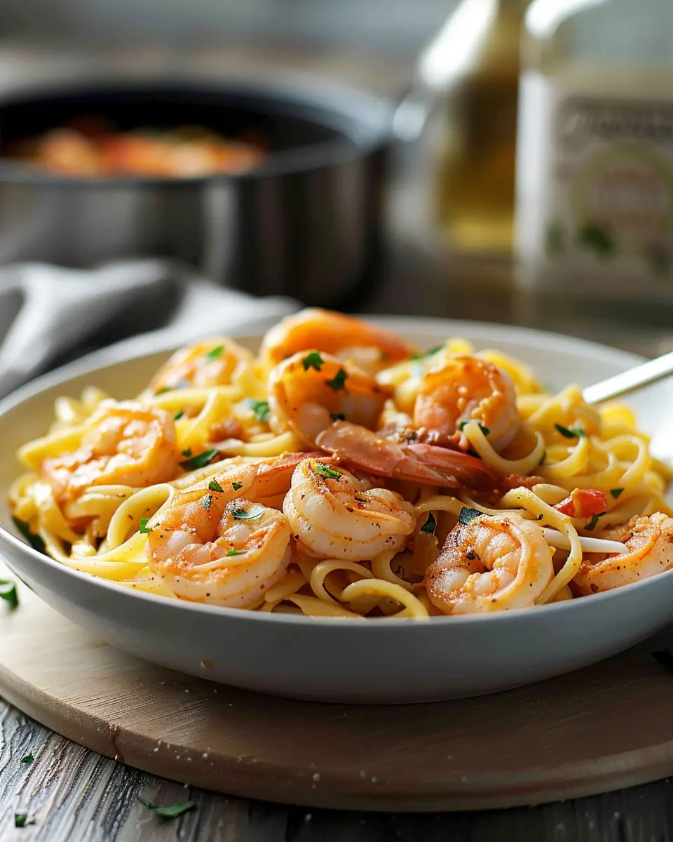 Instant Pot Cajun Shrimp Fettuccine: Easy Velveeta Delight with Turkey Bacon