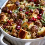 Cranberry Sausage & Stuffing Breakfast Casserole