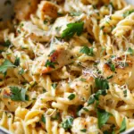 High Protein Garlic Parmesan Chicken Pasta