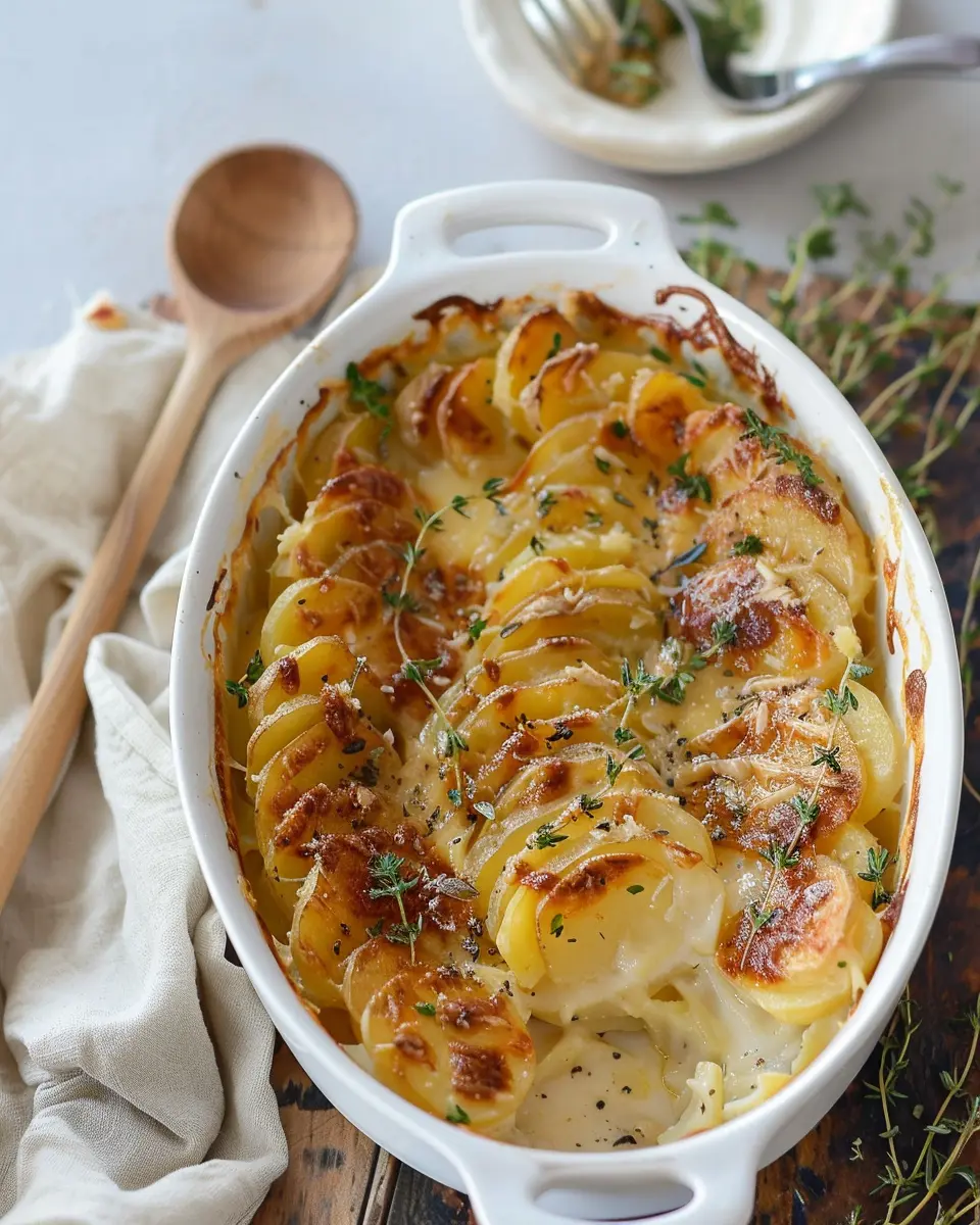 Creamy Scalloped Potatoes with Turkey Bacon and Chicken Ham Delight