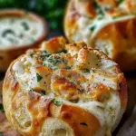 Chicken Alfredo Garlic Bread Bowls