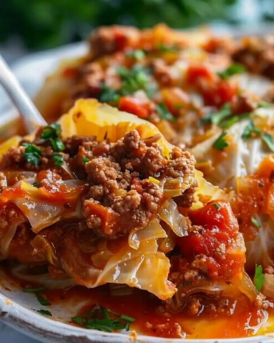 Slow Cooker Unstuffed Cabbage Rolls with Turkey Bacon Delight