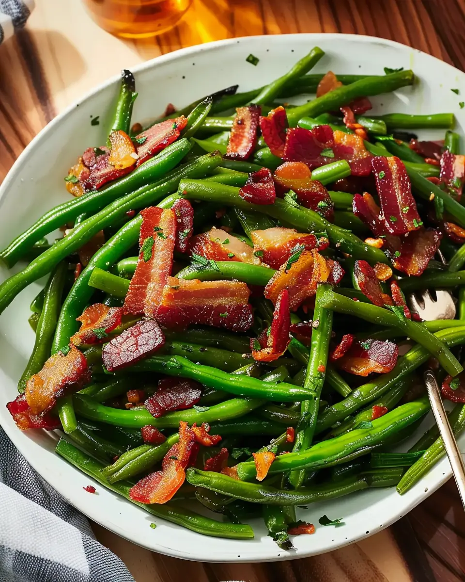 Quick &amp; Easy Green Beans with Turkey Bacon Everyone Will Love