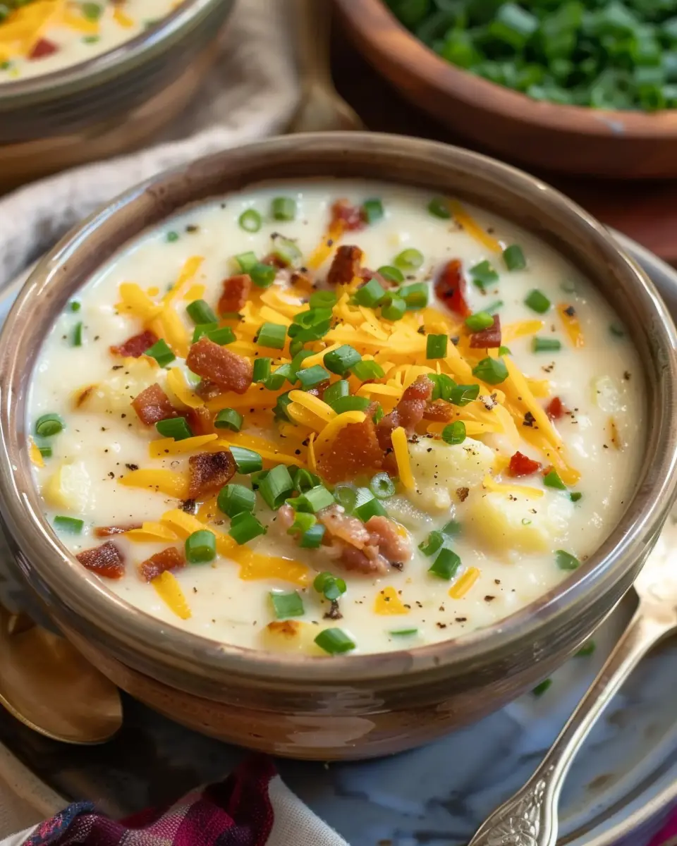 Loaded Baked Potato Soup: Indulgent Comfort with Turkey Bacon