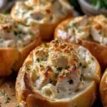 Chicken Alfredo Garlic Bread Bowls