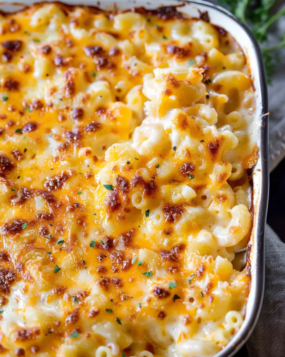 Creamy Baked Mac and Cheese with Turkey Bacon and Chicken Ham
