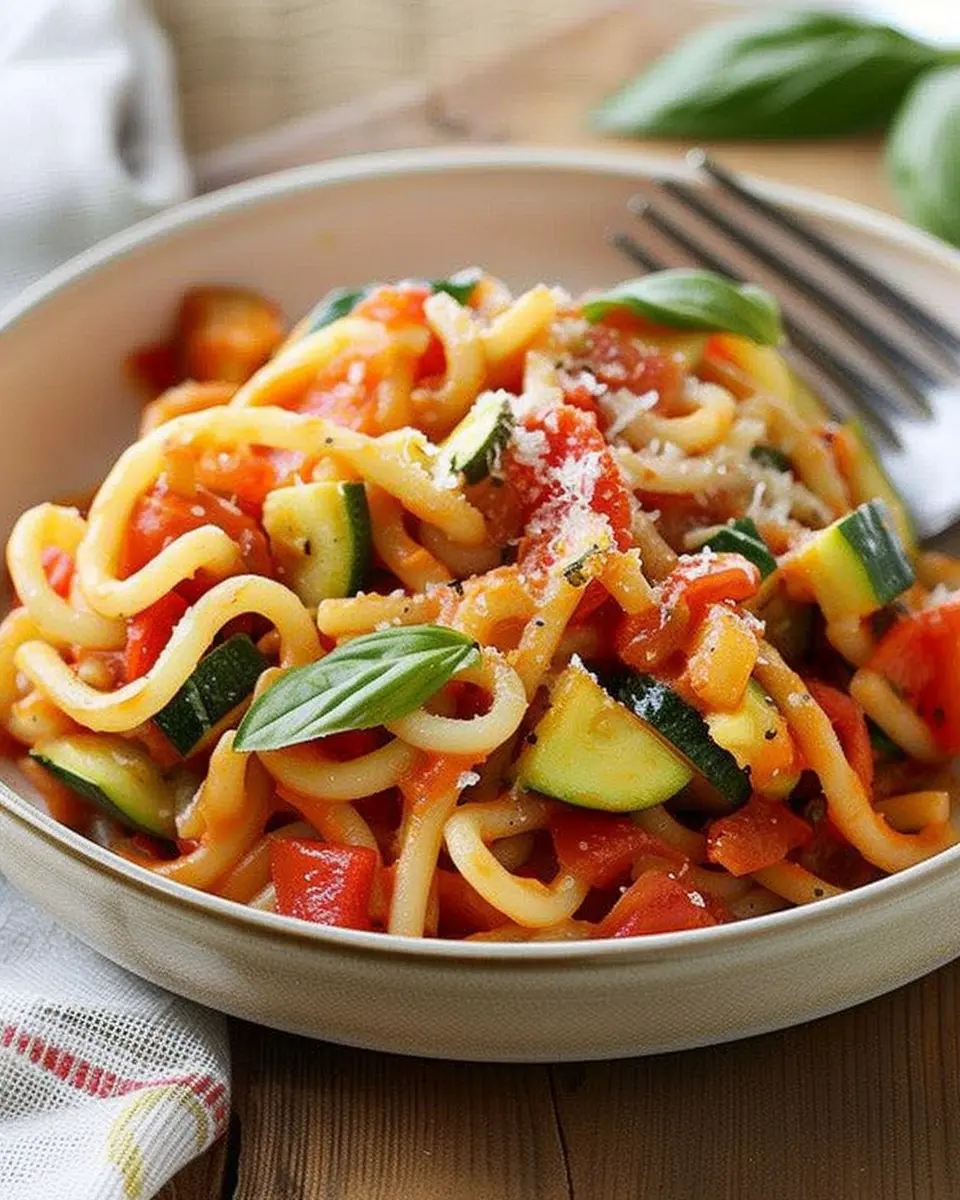 Tomato Zucchini Pasta: Easy Recipe with Turkey Bacon Delight