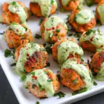 Baked Salmon Meatballs with Creamy Avocado Sauce