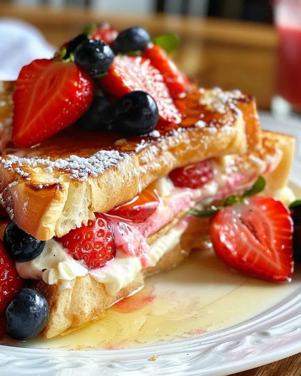 Strawberries and Cream Stuffed French Toast: A Juicy Indulgence