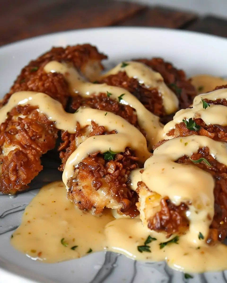Pretzel Chicken Delight with Creamy Mustard Cheddar Sauce