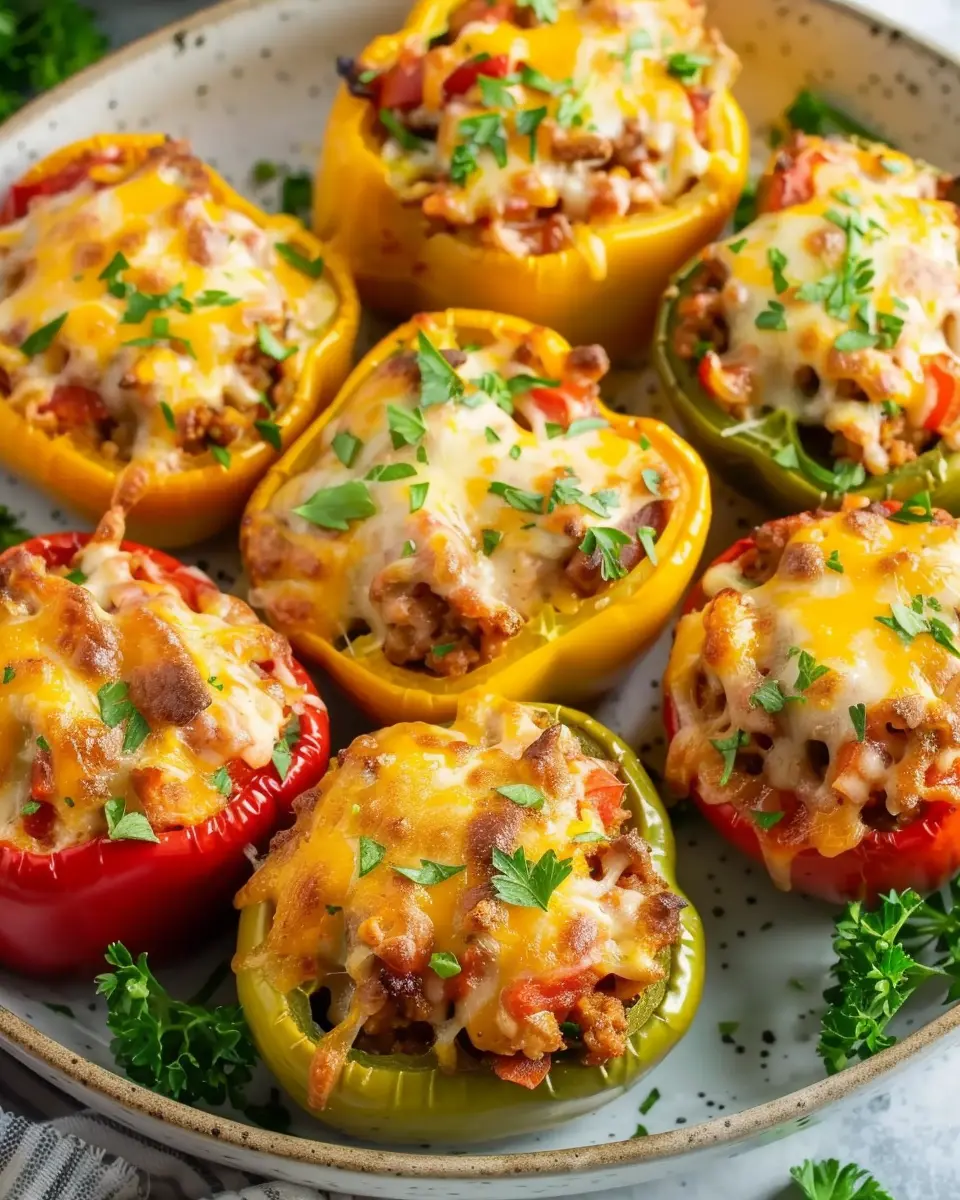 Easy Stuffed Bell Peppers: Healthy Turkey Bacon &amp; Veggie Delight