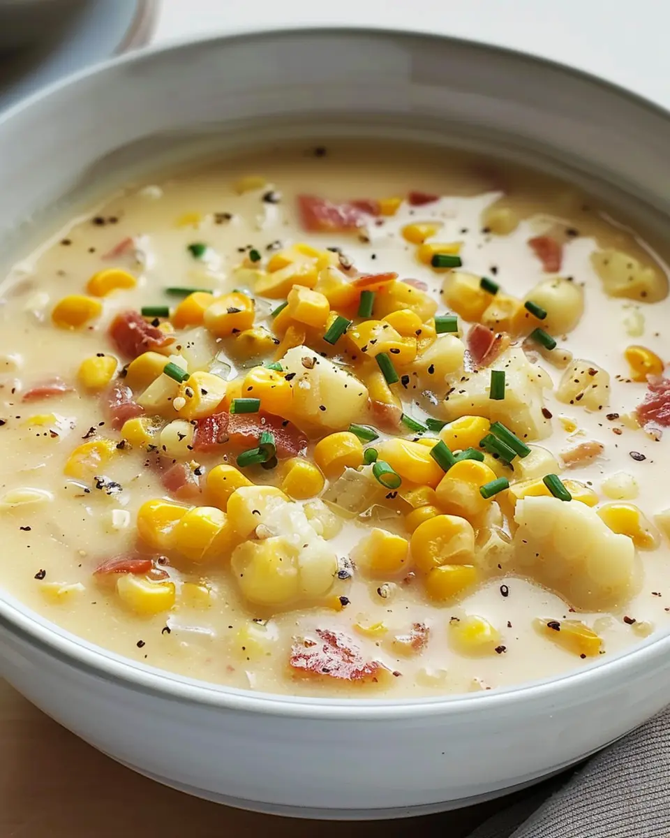 Grandma’s Corn Chowder: Easy Comfort with Turkey Bacon and Chicken Ham