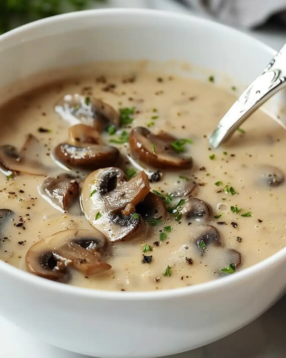 Creamy Mushroom Soup with Turkey Bacon for Ultimate Comfort