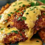 Pretzel-Crusted Chicken with Creamy Mustard Cheddar Sauce