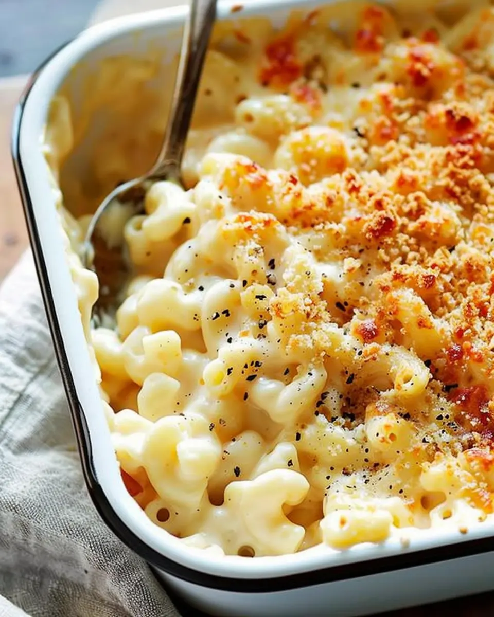 Creamy Macaroni and Cheese with Turkey Bacon and Chicken Ham